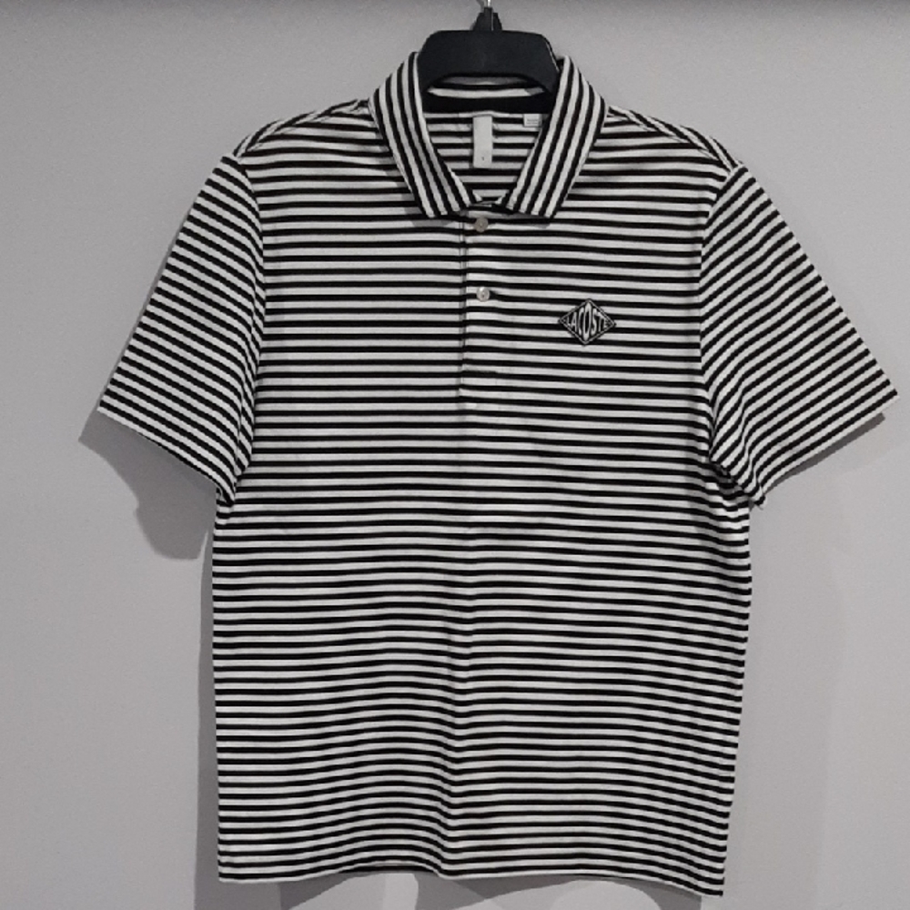 Lacoste Black and White Striped Polo Shirt